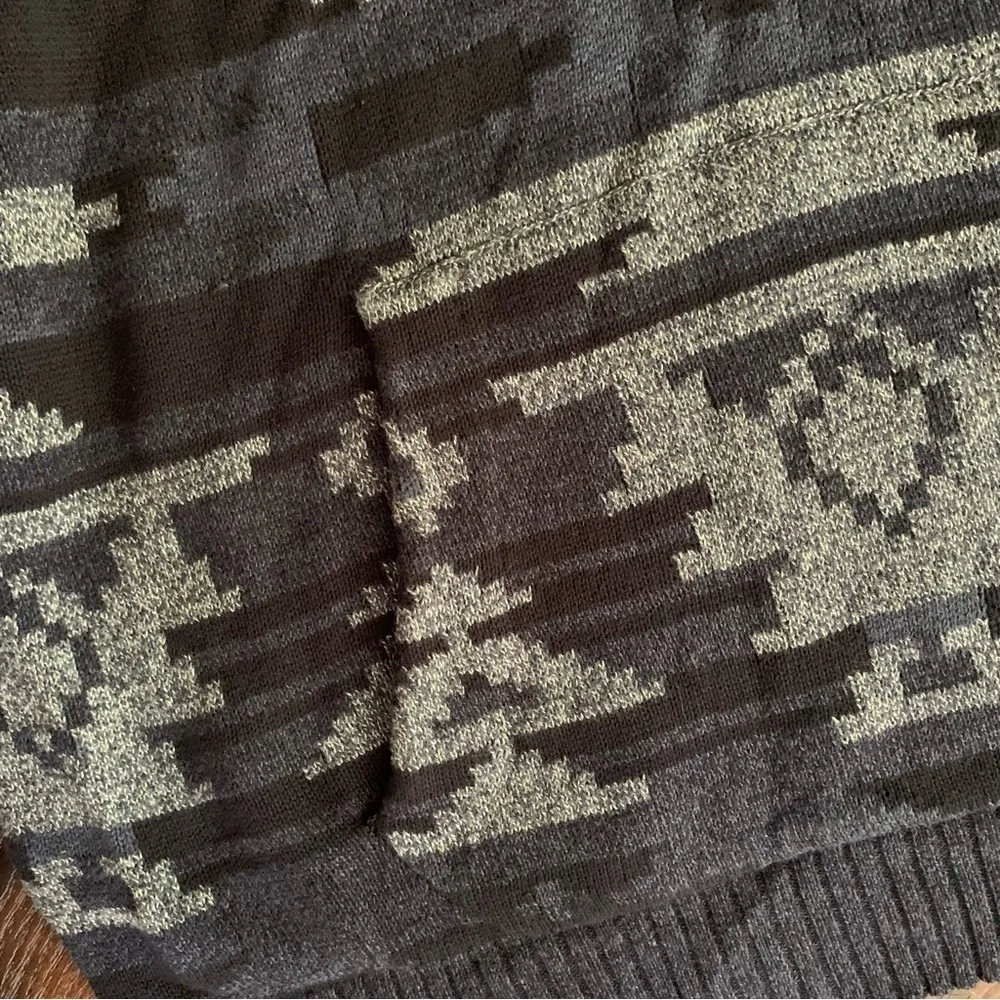 American Eagle Mens Nordic Fair Isle Navy Cotton Hooded Sweater Sz XL